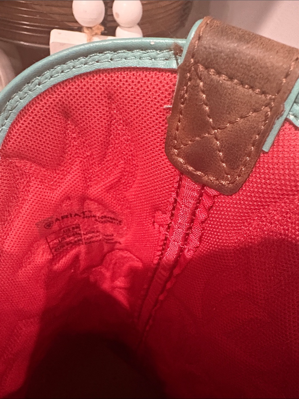 Ariat Brown Leather Western Boots with Turquoise Trim - Picture 5 of 6